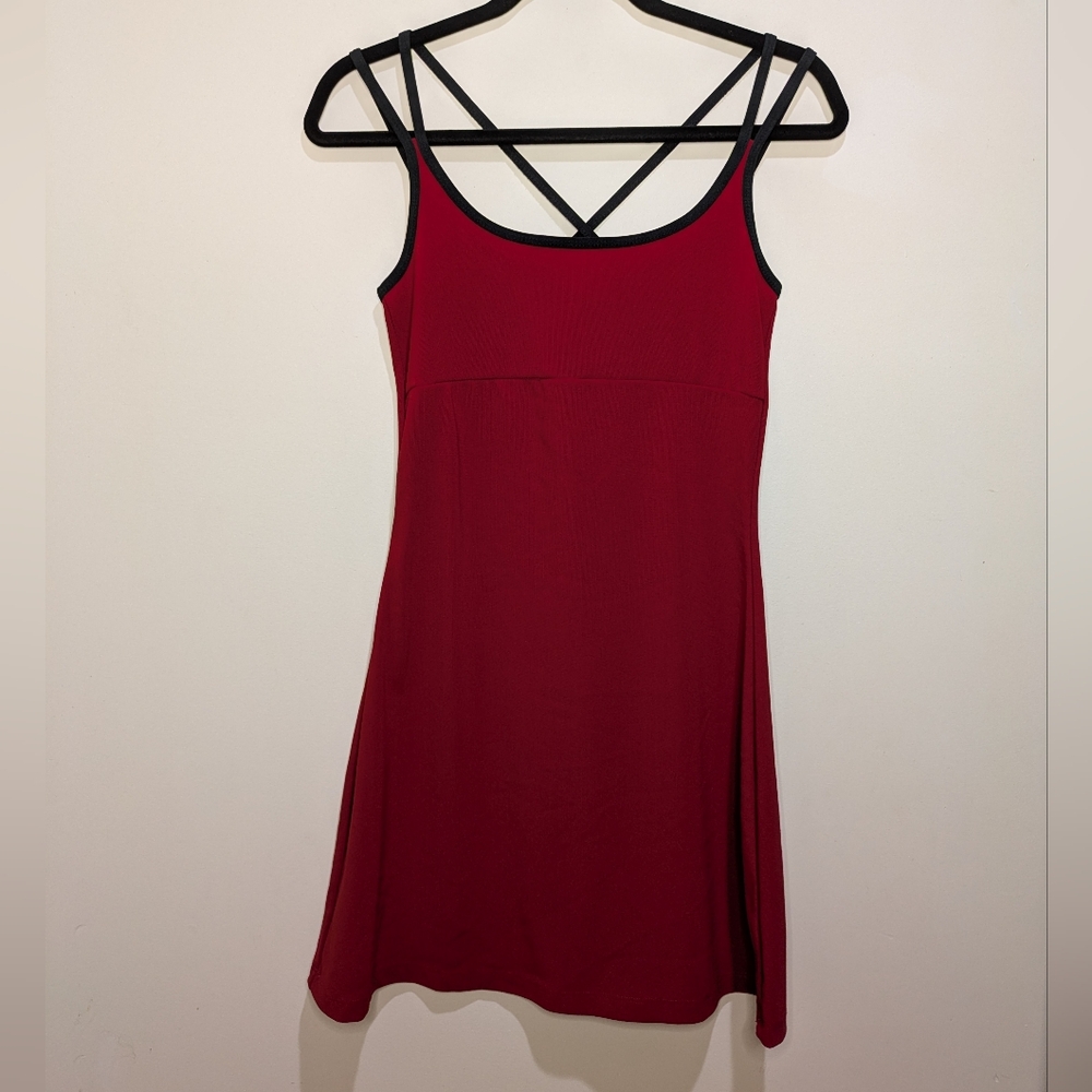 Vintage Charlotte Russe Y2K 90s Dress Red Mini Black A-Line Strappy Size Small
